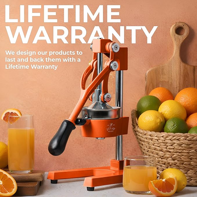 Zulay Kitchen Cast Iron Juicer - Heavy Duty Manual Juicer with Detachable Strainers for Easy Cleaning, Orange Juice Press for Citrus Fruits, Perfect for Bartenders, Juice Lovers & Health Enthusiasts