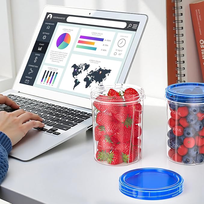 10 Pack-32 OZ Freezer Storage Containers, Small Plastic Food Storage Containers with Twist Top Lids, BPA Free and Reusable Meal Prep Containers Microwave/Dishwasher Safe