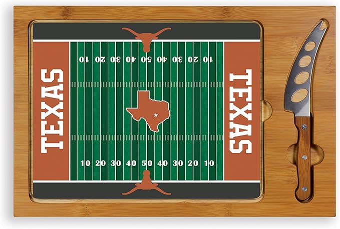 PICNIC TIME NCAA Icon Glass Top Cutting Board & Knife Set, Cheese Boards Charcuterie Boards, Serving Platter, (Parawood & Bamboo)