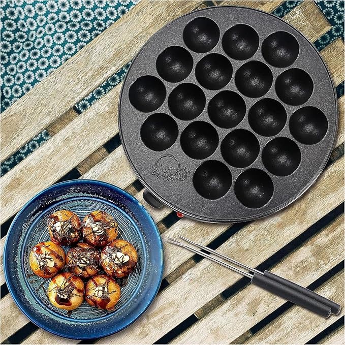Electric Takoyaki Machine,18 Holes Temperature Control,750W Non-stick Kitchens,for Making Takoyaki Donut Holes & Cake Pops