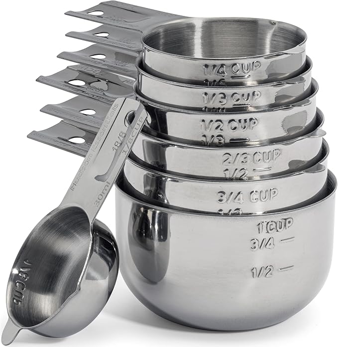 Hudson Essentials Stainless Steel Measuring Cups Set - Stackable Set with Spout