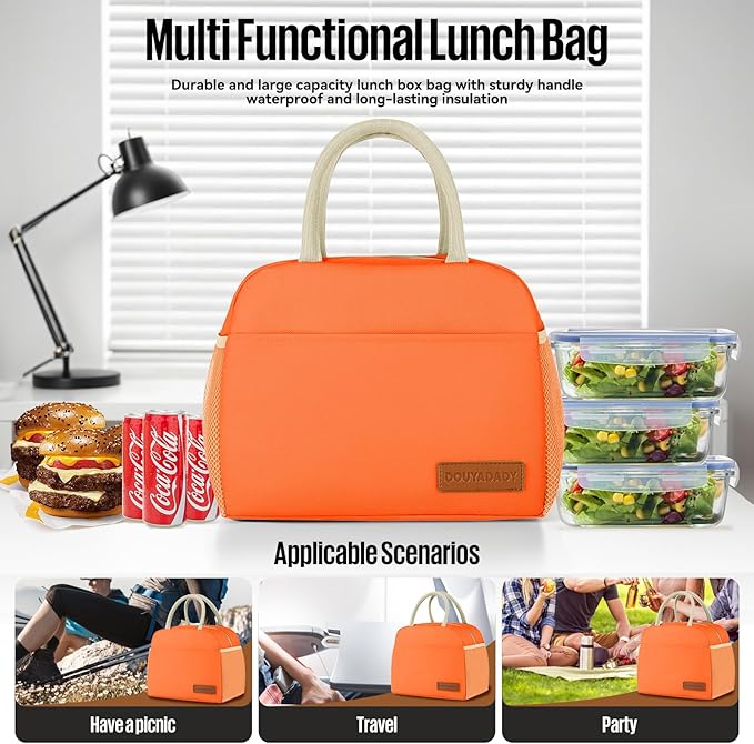 douyadady Lunch Bag Women/Men Lunch Box Women/Men (orange)