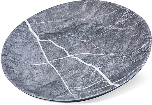 Carlisle FoodService Products Ridge Reusable Plastic Plate Dinner Plate for Home and Restaurant, Melamine, 10.5 Inches, Soapstone