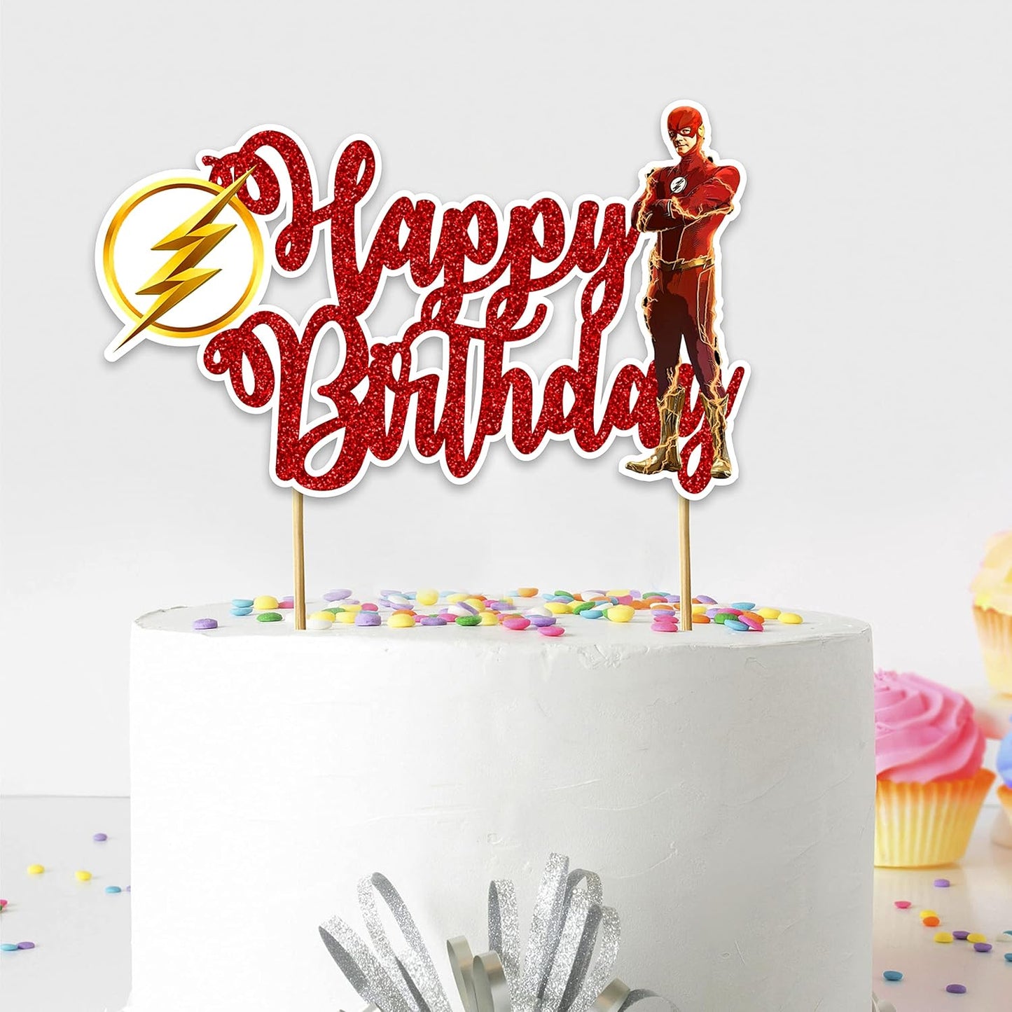 Flsh Happy Birthday Cake Topper - Birthday Decorations.