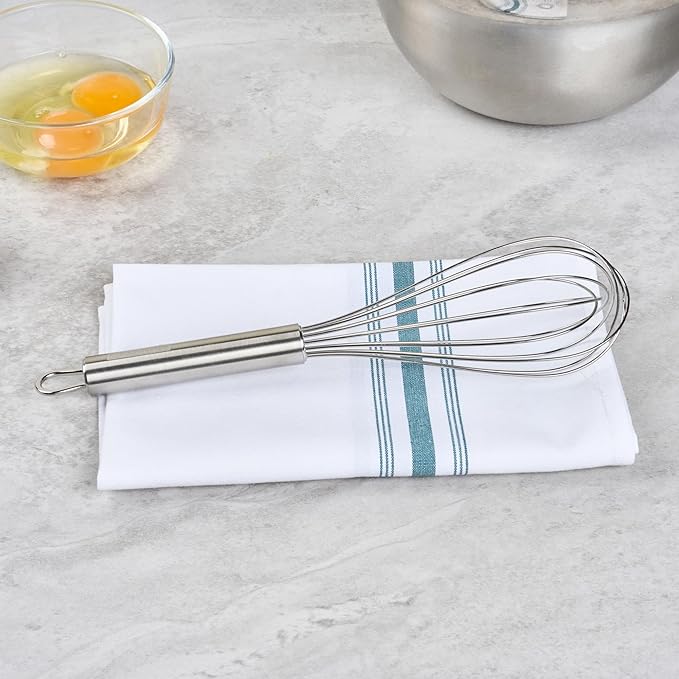 Restaurantware-German Standard 10.6 Inch French Whisk, 1 Dishwashable Kitchen Wire Whisk - Ergonomic Handle, Durable, Stainless Steel French Whip, For Blending, Stirring, Mixing Of Ingredients