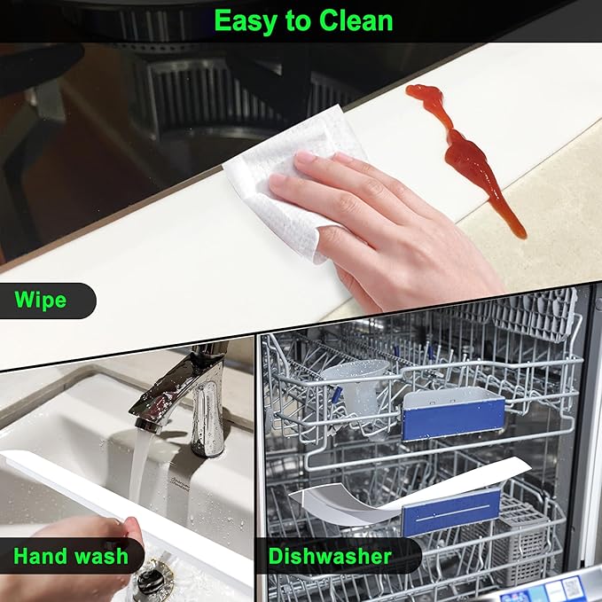 Silicone Stove Counter Gap Cover Kitchen Counter Gap Filler by Kindga 25" Long Gap Filler Sealing Spills Between Kitchen Appliances Washing Machine and Stovetop, Set of 2 (White)