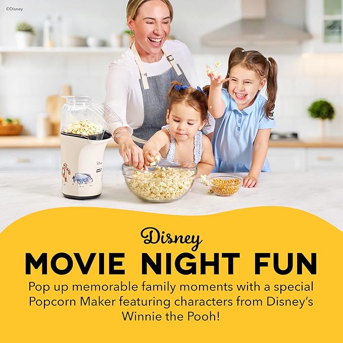 Disney Dash Fresh Pop Popcorn Maker - Oil-Free, Air Popcorn Popper - With Measuring Cup & Recipe Guide - Perfect for Movie Nights - 16 Cups, Winnie the Pooh