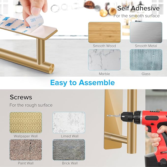 2nd Gen Paper Towel Holder Under Cabinet No Drilling, [More Sturdy] Self Adhesive or Drilling Paper Towel Holder Wall Mount for Kitchen, RV, [Fit Mega Paper Towel Roll] SUS304 Stainless Steel
