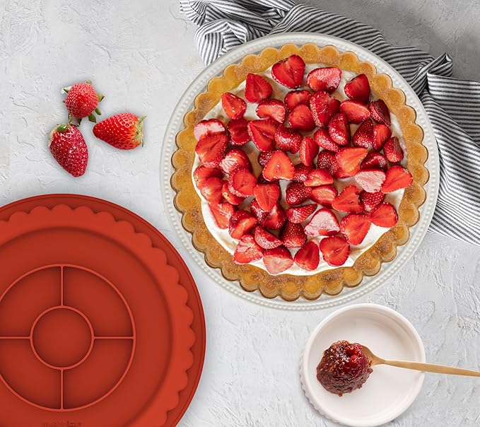 Webake 11-Inch Silicone Flan Tart Pan, Nonstick Large Maryann Cake Pan Torte Pan, BPA-Free