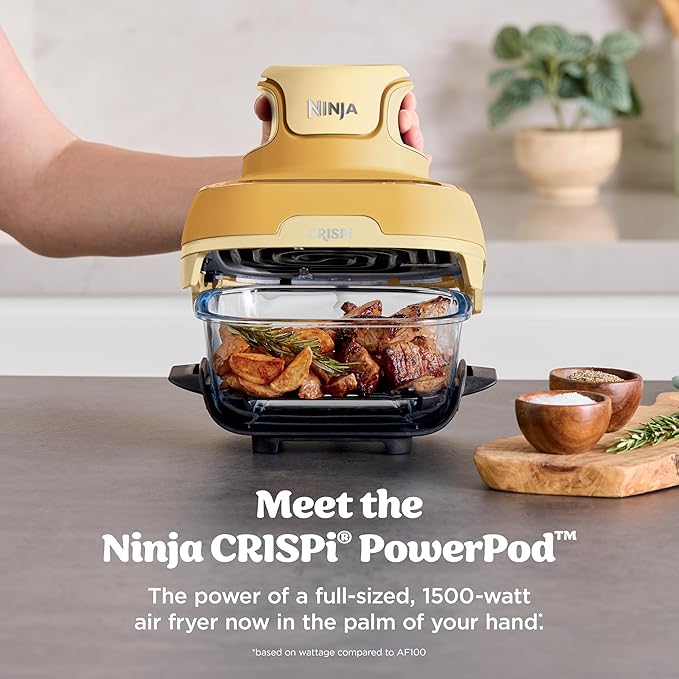 Ninja Crispi 4-in-1 Glass Air Fryer | 450°F | Non-Toxic | 4QT & 6-Cup Glass Containers w/Lids | Microwave, Freezer, Dishwasher Safe | Max Crisp, Air Fry, Bake, Recrisp | Ginger Snap | FN101GD