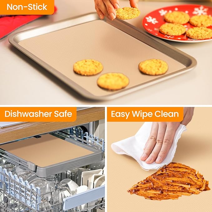 Best German Silicone Baking Mat Roll + 3Pack Large Heavy Duty Oven Protector Mat