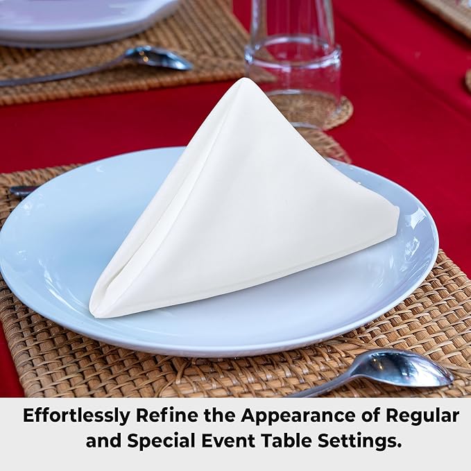 Urban Villa Cloth Napkins White Dinner Napkins Set of 12 (18X18 Inches) 100% Cotton Absorbent Washable Durable Reusable Cloth Napkins Ideal for Farmhouse Party Thanksgiving Harvest Fall Dinner Napkins