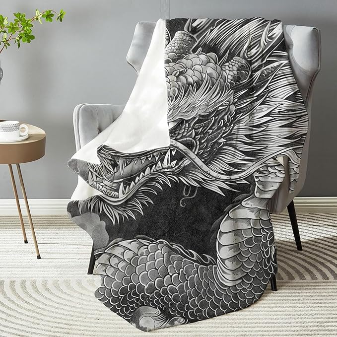 Majestic Dragon Plush Throw Blanket - Soft, Comfy, Lightweight, Warm, and Fuzzy - Ideal Gift for Men and Boys - Perfect for Couch, Bedroom, Travel, Bed - 80x60 inches
