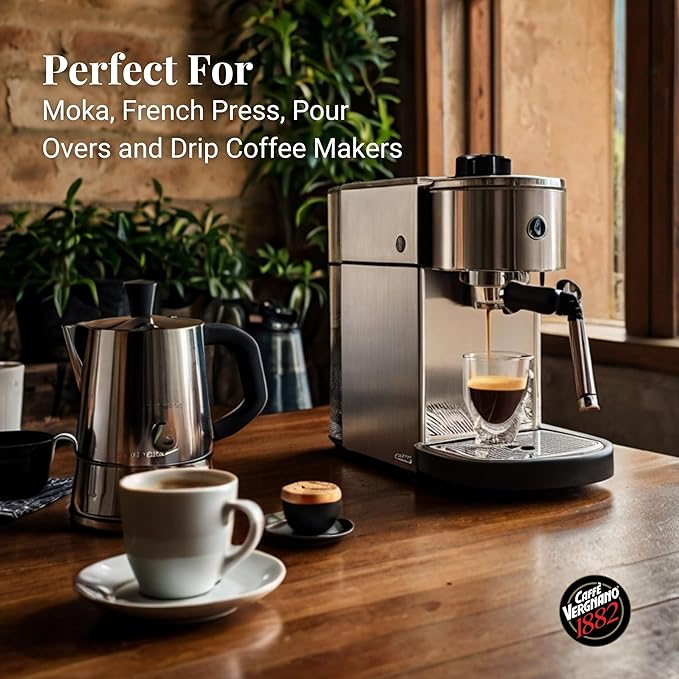 Caffe Vergnano Espresso Beans Antica Bottega Whole Bean Coffee 2.2 lb (Pack of 2) - Italian Medium Roast Arabica, with Chocolate Caramel Notes - For Coffee Maker, French Press Espresso Maker, Moka Pot