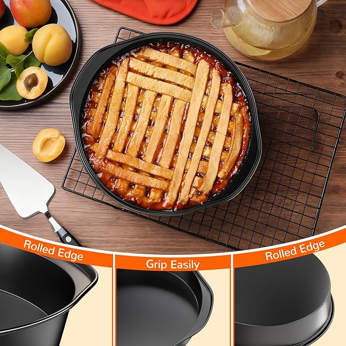 9 Inch Round Cake Pan with Handle, 3PCS Nonstick Cake Pans with 100 PCS Parchment Paper