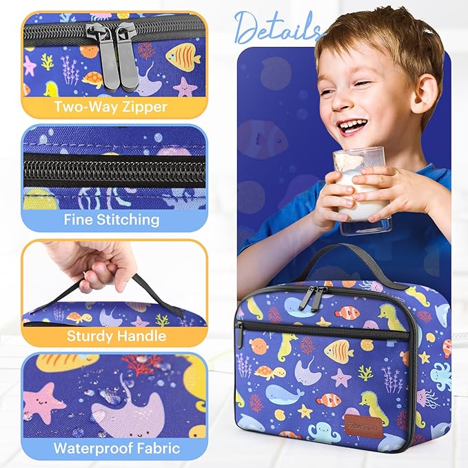 Lunch Box for Women Men & Adult, Insulated Lunch Bag, Cooler Reusable Cute Lunch Containers, Leak Proof and Waterproof Large Capacity lunch tote bags for Work, Travel, Picnic Outdoor and Beach