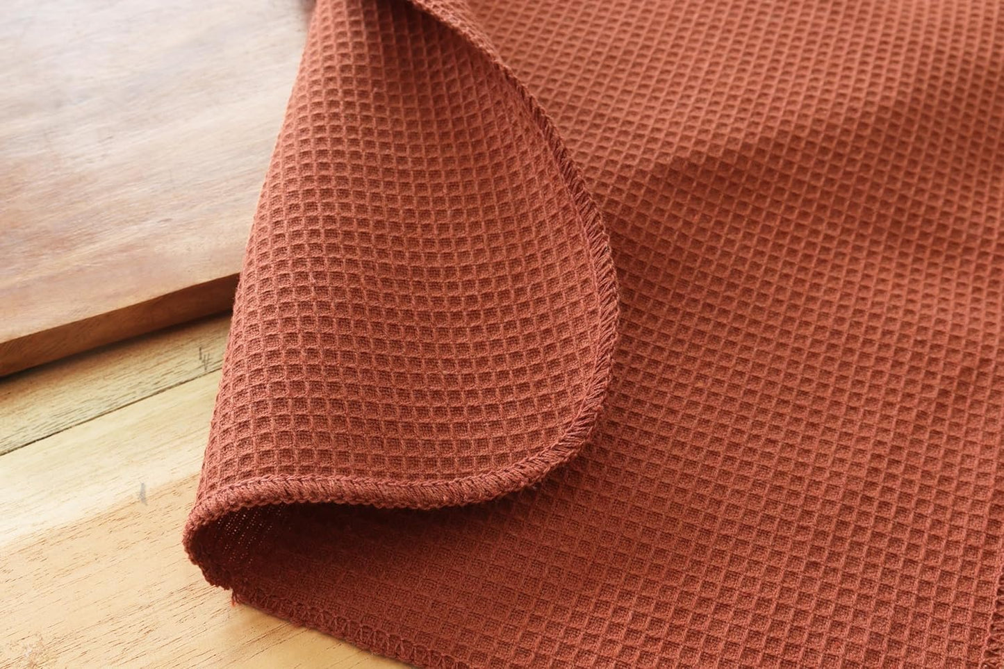 PurpleEssences Rust Dish Cloths and Dish Rags - 6 Pack Waffle Weave Solid Kitchen Dish Wash Cloths, 100% Cotton, 12 x 12 Inches, Ultra Soft Absorbent Quick Drying - Spring Summer - Rust