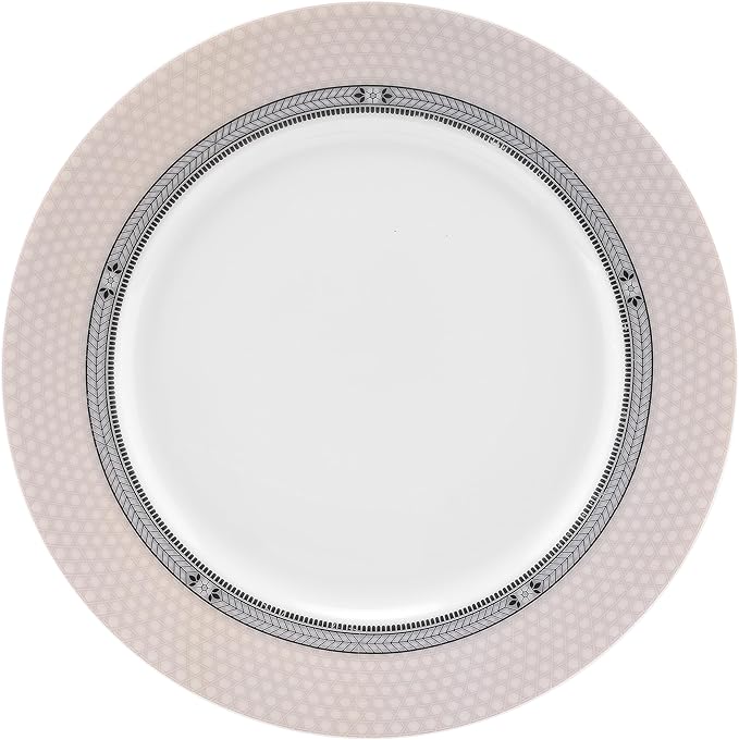 Portmeirion Home Vintage Chic 16 Piece Set - Porcelain Dinnerware with Art Deco Borders - 10.5" Dinner Plates, 7.5" Salad Plates, 5.5" Bowls, 11.5 Oz Mugs - Microwave & Dishwasher Safe Place Settings