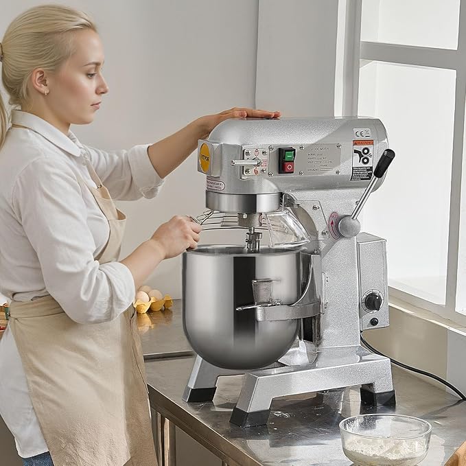 VEVOR Commercial Food Mixer 30Qt, Commercial Mixer with 3 Adjustable Speeds, 1100W Dough Mixer,Commercial Stand Mixer with Stainless Steel Bowl