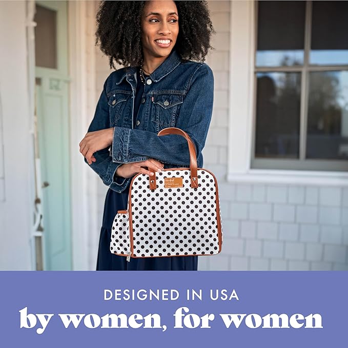 Fit & Fresh Lunch Bag For Women, Insulated Womens Lunch Bag For Work, Leakproof & Stain-Resistant Large Lunch Box For Women With Containers and Bottle, Zipper Closure Wichita Bag White Dot
