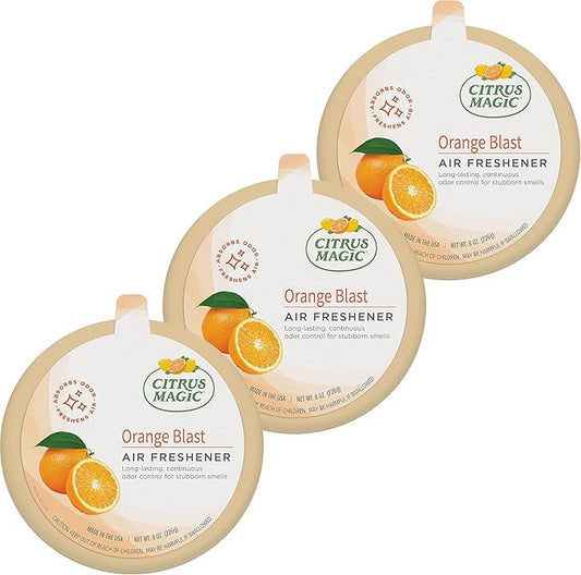 Citrus Magic Odor Absorbing Solid Air Freshener, Orange Blast, 8-Ounce, Pack of 3, 3 Count