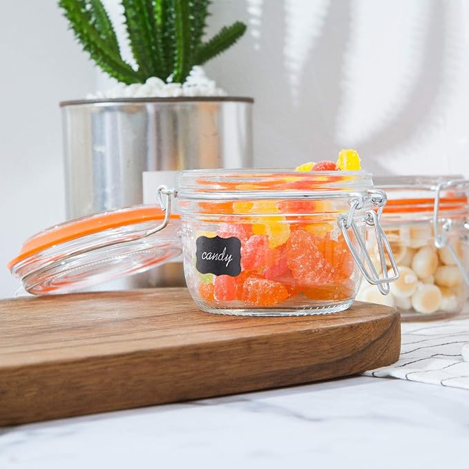 Small Glass Jars With Airtight Lids, Glass Spice Jar 5 oz,Maosn Jars With Leak Proof Rubber Gasket 150ml,Glass Storage Containers With Hinged Lid,Kitchen Canisters 12 Pack