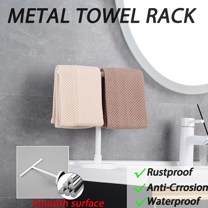 GERZWY SUS 304 Stainless Steel Free Standing Modern Hand Towel Holder Countertop Towel Ring, White