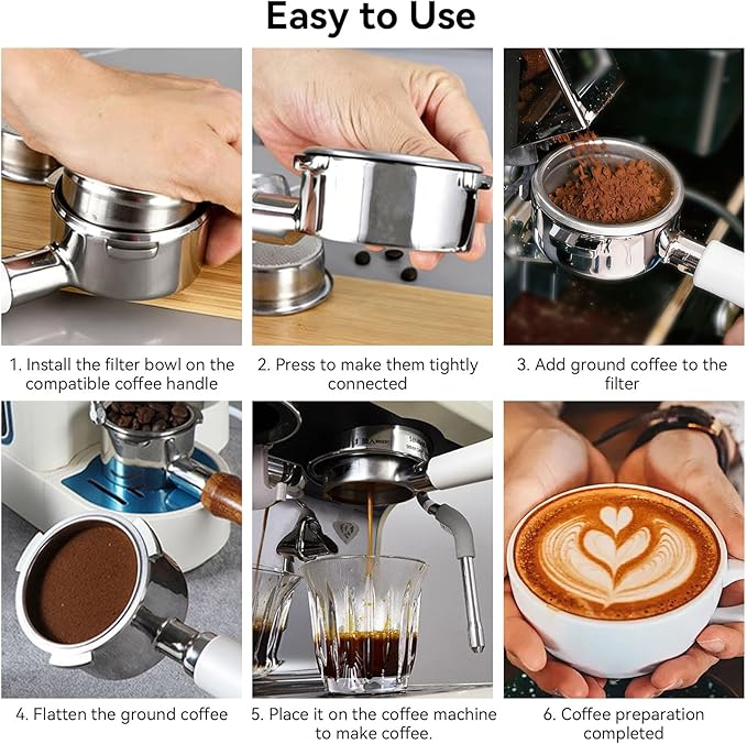 51mm Portafilter Filter Basket, Single Cup Reusable Stainless Steel Espresso Coffee Filters Basket Machine Replacement Accessories for Portafilter Coffee Machine