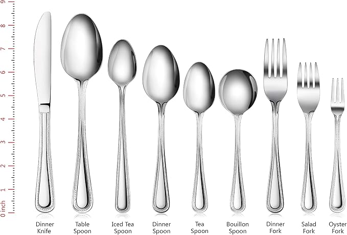 New Star Foodservice Bead Pattern, Stainless Steel, 60-Piece Flatware Set
