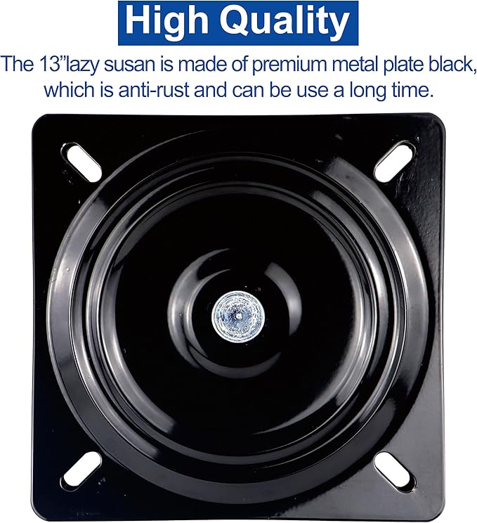 13 Inch Lazy Susans Turntable Bearings Swivel Zinc Plate, Black Square Lazy Susan Hardware, Heavy Duty Lazy Susan Replacement Parts,Swivel Bar Stools for Table, Chair, Round Bar Stools (1Pack)