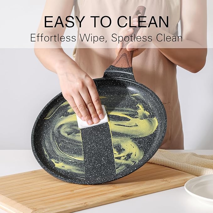 Kordisen Crepe Pan Nonstick, 10 Inch Dosa Pan with Spreader, Granite Coating Comales Para Tortillas Pancake Pan, Flat Pan for Stove Top, Induction Compatible, PFOA Free