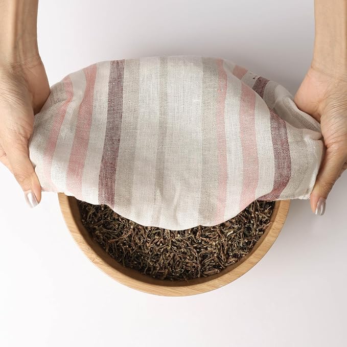 100% Linen Bowl Covers Reusable For Bread Proofing, 4 Pcs Elastic Cloth Fabric Colorful Stripe Bowl Covers, 5.9*7.9*9.8*11.8 Inches, Colorful 3