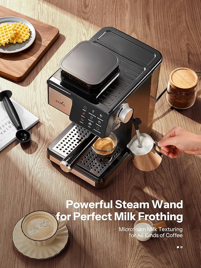 UDI 20Bar Espresso Machine with 20 Grind Settings - Touchscreen Control, Auto Grind (Single/Double Cup), Steam & Self-Cleaning, Quick Brew Café-Quality Coffee Maker for Home