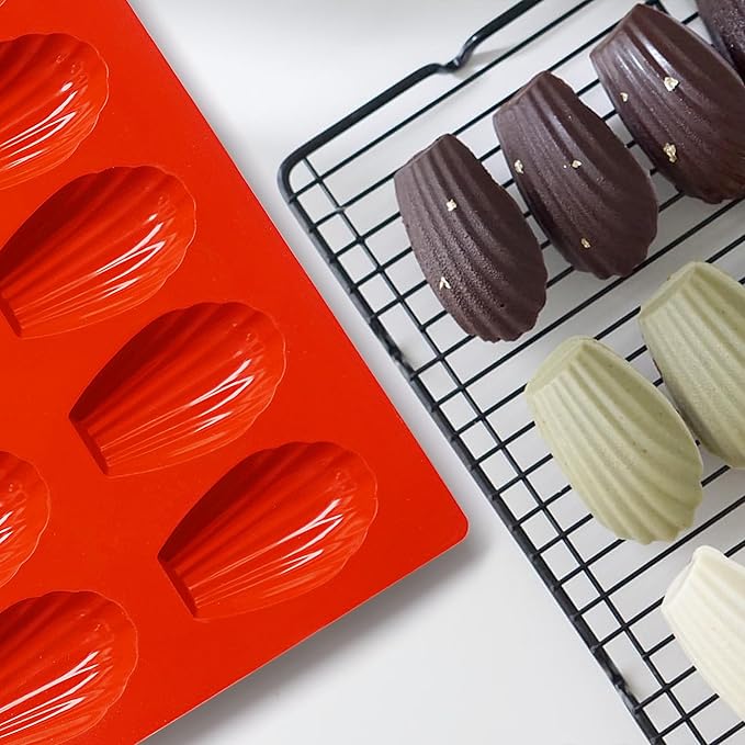 Madeleine Pans for Baking, 12-Cavity Non-Stick Silicone Madeleine Cookies Trays for Baking, 3Pcs Shell Shape Madeleine Mold Cake Pans (Mini(12-Cavity))