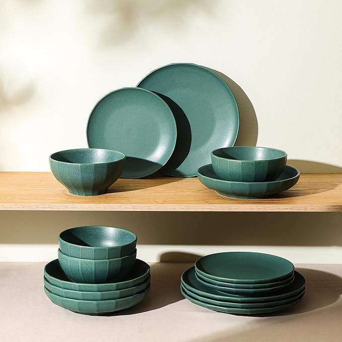 Stone Lain Rio 12-Piece Dinnerware Set Stoneware, Green