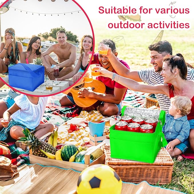 Nuogo 15 Pack Insulated Lunch Bags Bulk, Reusable Cooler Boxes, Leakproof Lunch Boxes Set, Waterproof Thermal Coolers, Insulated Beverage Bag for Women Men Work Picnic Beach (Colorful)