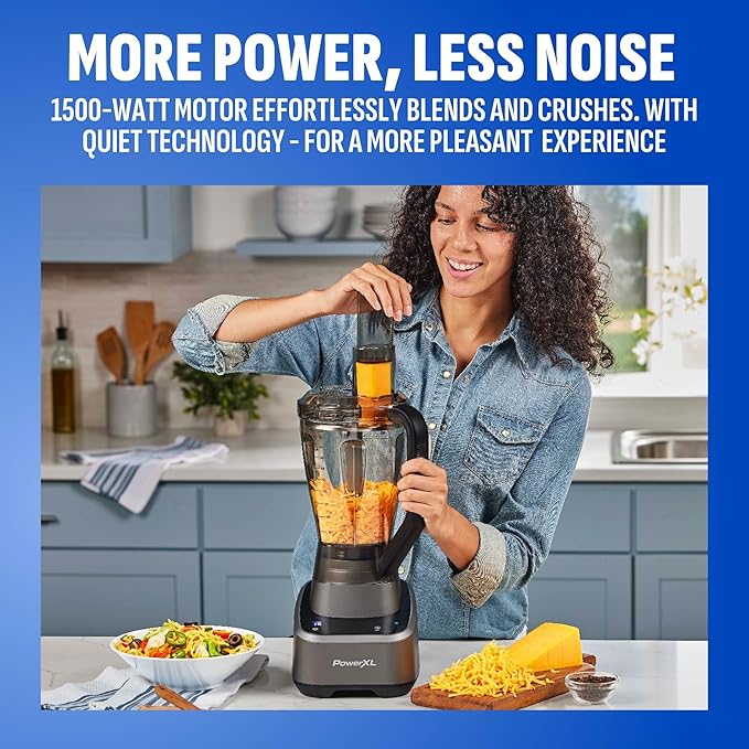 PowerXL SensiMax Blending Kitchen System – 1500W, Smart Sensing Technology, Hands-Free Blending, 3 Functions, 10 Speed Control, 72OZ Jar, 6-Tip Turbo Blade, 13 Food Processor Accessories, Storage Case