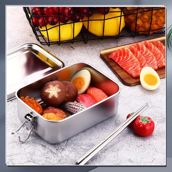 Umigy 3 Pcs Stainless Steel Food Containers 550/850/1000ml Metal Bento Lunch Box Stainless Steel Food Storage Containers, Lockable Clips to Leak Proof, Reusable Dishwasher Snack Boxes for Work