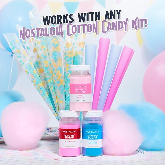 Nostalgia Vintage Hard and Sugar Free Candy Countertop Cotton Candy Maker, Includes 2 Reusable Cones And Sugar Scoop – Lavander