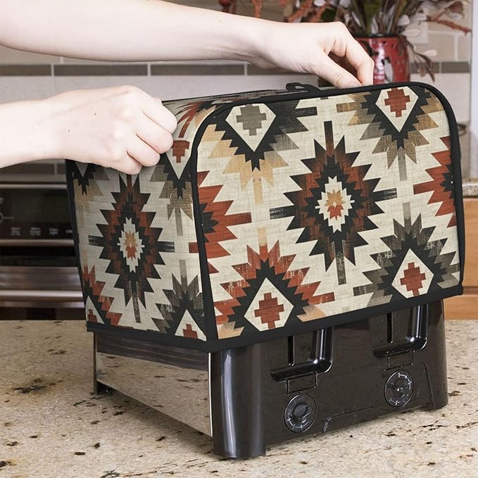 Southwestern Ethnic Aztec Toaster Cover 2 Slice, Cute Rural Bread Machine Cover, Washable Dust-Proof Cover for Kitchen Small Appliance Cover,with Top Handle