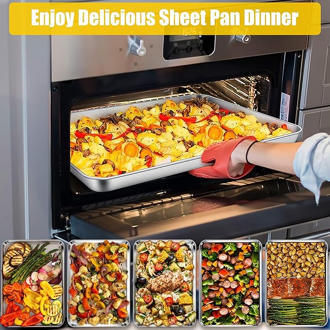 Homikit 1 Pack Baking Sheet, 20 x 14 Inches Stainless Steel Large Cookie Pan, Heavy Duty Metal Sheet Tray for Oven Baking Roasting Cooking, Rustproof & Nonstick, Dishwasher Safe
