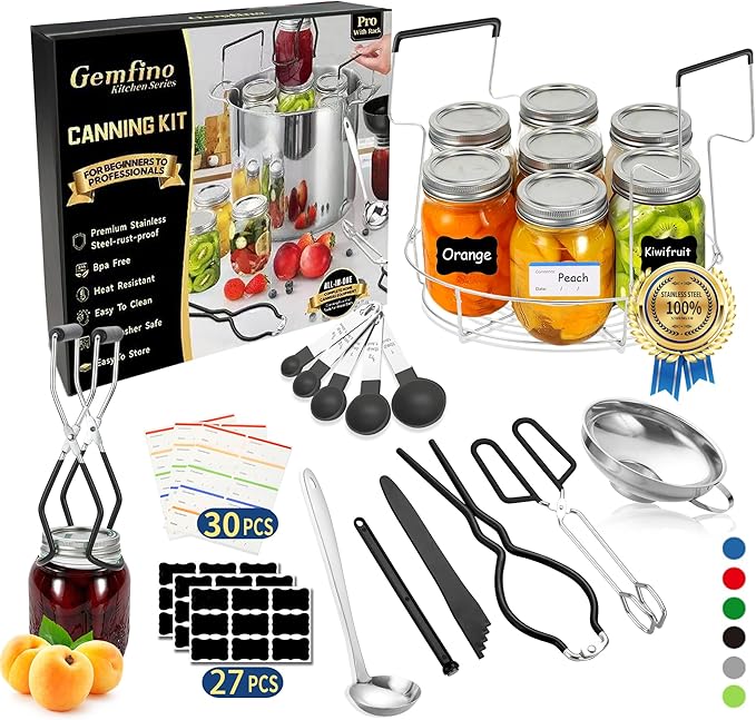 Gemfino Canning Supplies Starter Kit with Canning Rack,Canning Kit for Beginners