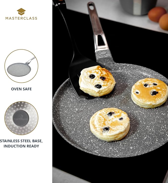 MasterClass MCMCP28 Cast Aluminium Induction-Safe Non-Stick Crêpe Pan, 28 cm (11"), Grey