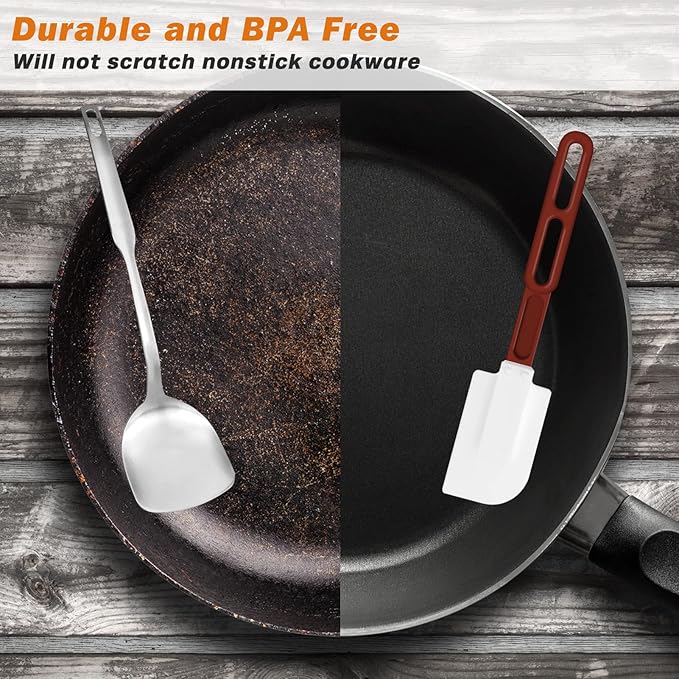 High-Temp Silicone Spatulas, 10'' Commercial Spatula 500°F Heat-Resistant Non-Stick Silicone Scraper, Set of 2 (10-Inch, NSF)