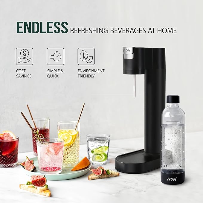 APEC WATER Sparkle Home Soda Maker - Quickly Carbonates Water to Make Any Drink Fizz Into Bubbly Soda/Water, Premium 0.8L PET Bottle (CO2 Cylinder NOT Included)