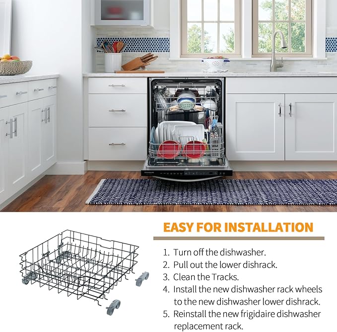 Upgraded WD28X25960 Dishwasher Lower Rack Replacement Parts for GE Dishwasher Parts Bottom Rack PDW7880G00SS GE Profile Triton XL Monogram Cafe Dishwasher Rack Lower Dishrack Rollers