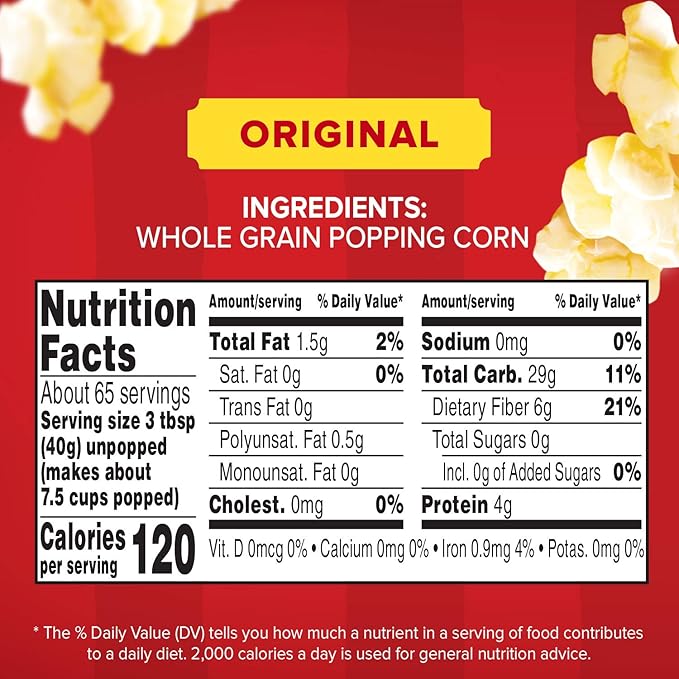 Orville Redenbacher's Gourmet Popcorn Kernels, Original Yellow, 4g Fiber Per Serving, 5 lb.