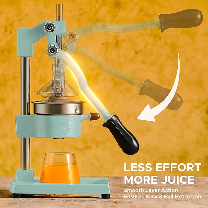 CO-Z Manual Citrus Juicer, Heavy-Duty Manual Juicer with Conical & Flat Pressure Plates, Professional Lemon Squeezer for Orange Pom Lime Lemon Juice, Dishwasher Safe Juice Press, Blue