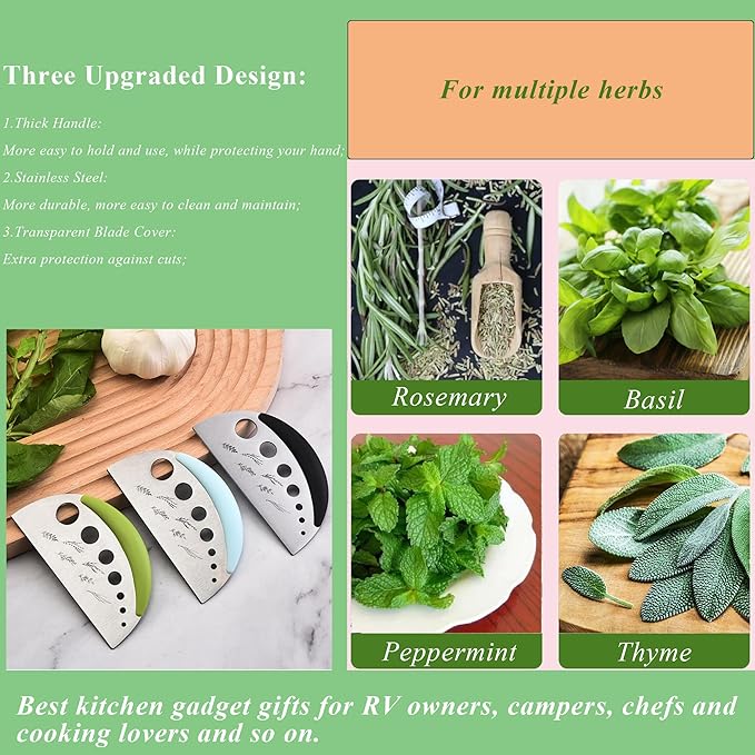 Herb Stripper and Herb Cutter 2 in 1,Herb Stripping Tool Herb Chopper Cilantro Chopper Best Kitchen Gadgets Presents for RV Owners Campers Chefs and Cooking Lovers,1PCS,Black,Stainless Steel