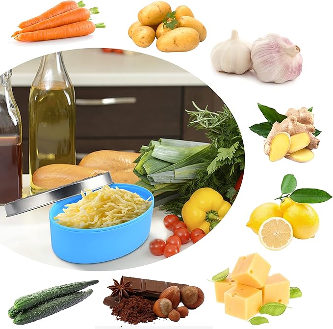 Cheese Grater, Grater Lemon with Food Storage Container & Lid Grinder Grater for kitchen - Perfect For Hard Parmesan, Ginger, Vegetables, Butter (Blue)